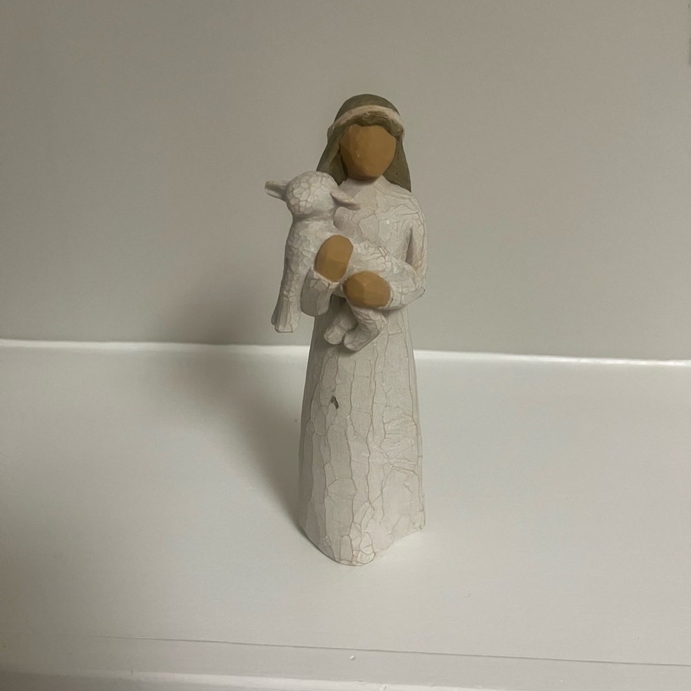 Willow Tree Shepherd with Lamb Figurine - Cream and Tan